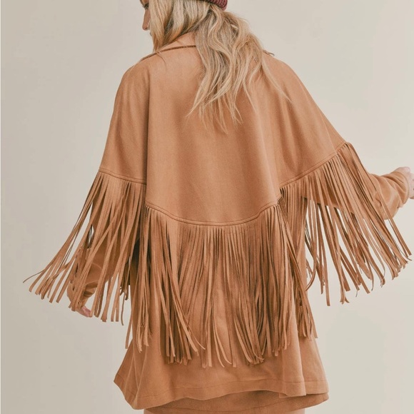 Suede Fringe Shacket - Picture 2 of 4